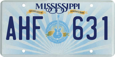 MS license plate AHF631