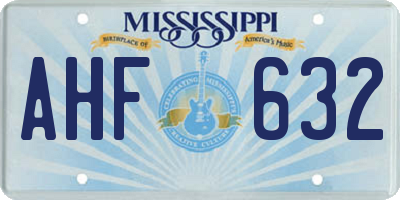 MS license plate AHF632