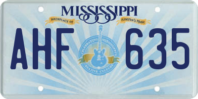 MS license plate AHF635