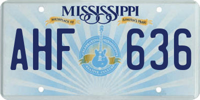 MS license plate AHF636