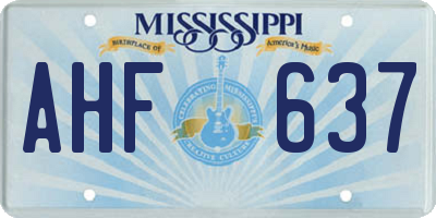 MS license plate AHF637