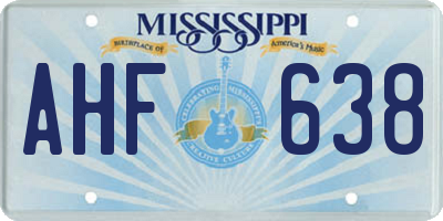 MS license plate AHF638