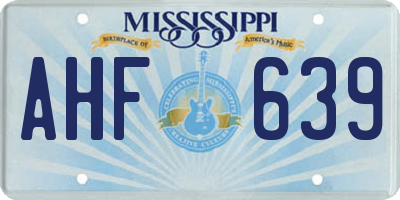 MS license plate AHF639