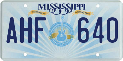 MS license plate AHF640