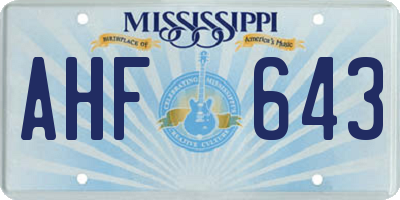 MS license plate AHF643