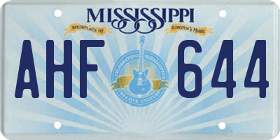 MS license plate AHF644