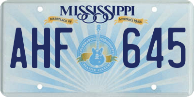 MS license plate AHF645