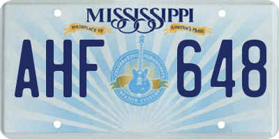 MS license plate AHF648