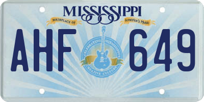 MS license plate AHF649