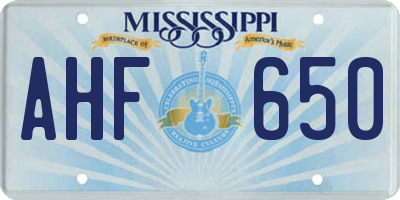 MS license plate AHF650