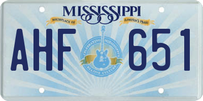 MS license plate AHF651