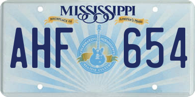 MS license plate AHF654