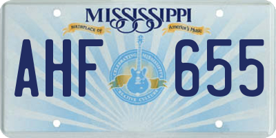 MS license plate AHF655