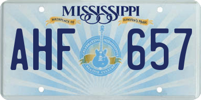 MS license plate AHF657