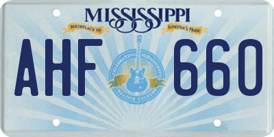 MS license plate AHF660