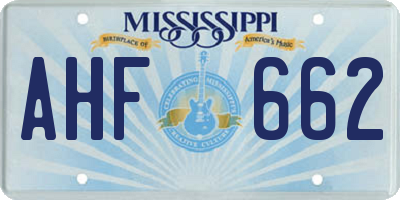 MS license plate AHF662