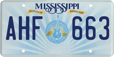 MS license plate AHF663