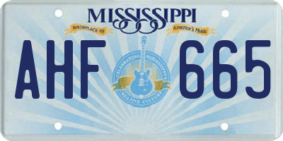 MS license plate AHF665