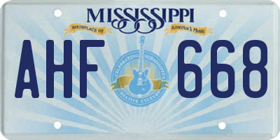 MS license plate AHF668