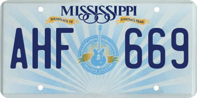 MS license plate AHF669