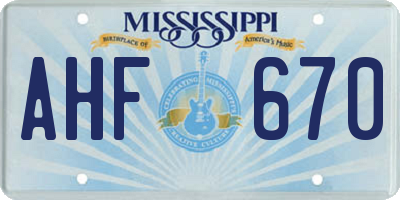 MS license plate AHF670