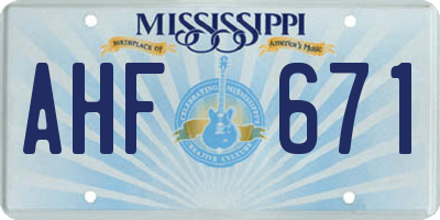 MS license plate AHF671
