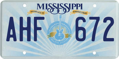 MS license plate AHF672