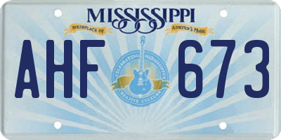 MS license plate AHF673