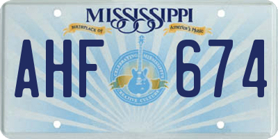 MS license plate AHF674