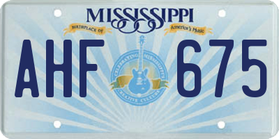 MS license plate AHF675