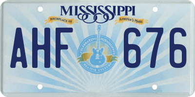 MS license plate AHF676