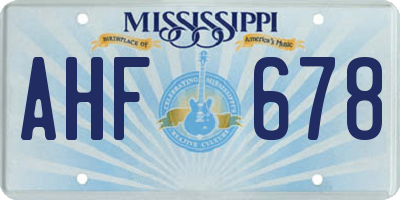 MS license plate AHF678