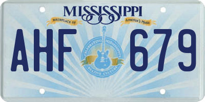 MS license plate AHF679