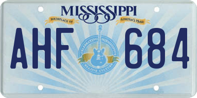 MS license plate AHF684