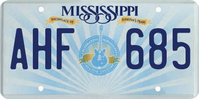 MS license plate AHF685