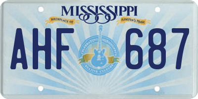 MS license plate AHF687