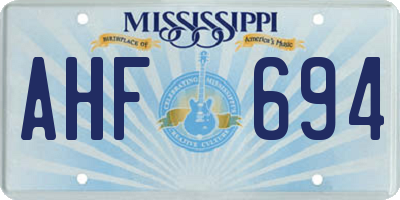 MS license plate AHF694