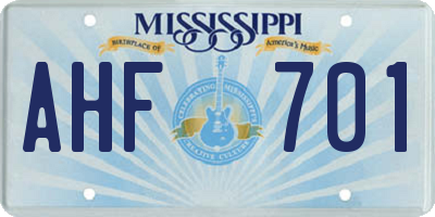 MS license plate AHF701