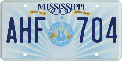 MS license plate AHF704