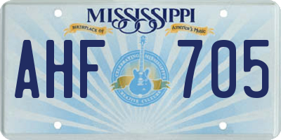 MS license plate AHF705