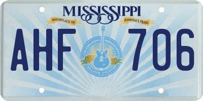 MS license plate AHF706