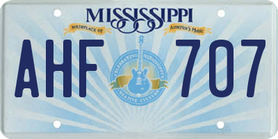 MS license plate AHF707