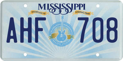 MS license plate AHF708