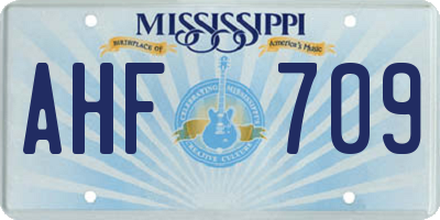 MS license plate AHF709