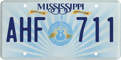 MS license plate AHF711
