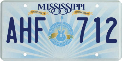 MS license plate AHF712