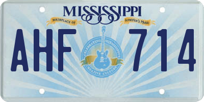 MS license plate AHF714