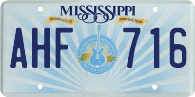 MS license plate AHF716