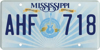 MS license plate AHF718