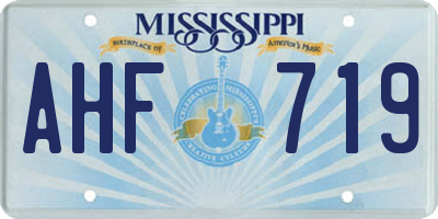 MS license plate AHF719